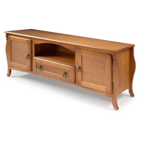 Rack para Tv em Madeira Maciça 1 Gaveta 2 Portas e Nicho 3008 Viena - Pinhão