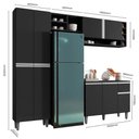 Ver imagem 2 de Cozinha 230cm com Balcão e Armário Aéreo Preto Fosco