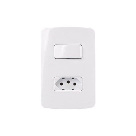 Interruptor Paralelo 10a e Tomada 2p+t 10a Margirius B3 com Placa 4x2 Branco