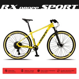 Bicicleta MTB RX Sport Aro 29 Quadro 17 com 9 Marchas Sunrace Freio Hidráulico Amarelo Neon - - 2 Bicicleta MTB RX Sport Aro 29 Quadro 17 com 9 Marchas Sunrace Freio Hidráulico Amarelo Neon - - 2