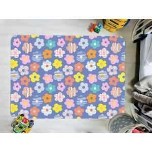 Tapete Infantil Emborrachado Antiderrapante Divertido 95cmx130cm Flowers