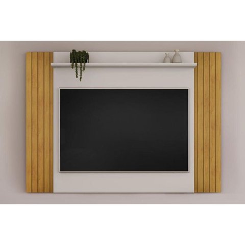 Home P/ Tv até 60 Pol Trend Ripado Extensível 108x160 Cm Freijó/off White - Dj Móveis