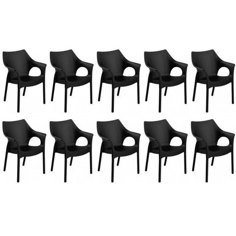 Conjunto 10 Cadeiras Relic Preto
