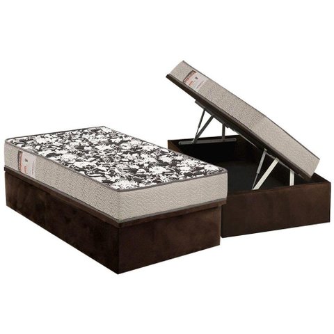 Conjunto Box Baú Solteiro: Colchão Espuma Ortobom D26 Physical Ultra Resistente + Base Crc Suede