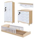 Ver imagem 2 de Quarto Infantil com Cama Montessoriana Guarda Roupa 3 Portas Cômoda 4 Gavetas MDP Carvalho Araguaia