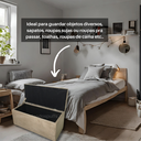 Ver imagem 3 de Bau Solteiro Suede Pé de Cama Guarda Volumes Assento - Bege