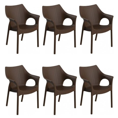 Conjunto 6 Cadeiras Relic Marrom