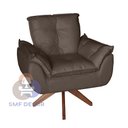 Ver imagem 2 de Poltrona/cadeira Decorativa Glamour Opala com Base Giratória 30cm em Madeira Marrom