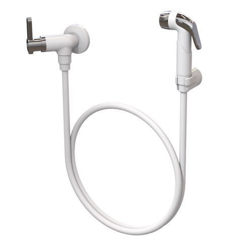 Ducha Higiênica Registro 1/4 de Volta Comp. 120cm Linha Berlim Cor Branco e Cromado Durín