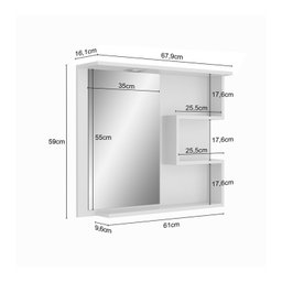 Armário para Banheiro com Espelho e Luminária LED 68cm Veneza  - 4