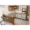 Ver imagem 1 de Kit Cozinha Modulada 9 Peças Imperatriz (3aéreos+4balcões+1torrequente+1ilha) C9p62 Freijo/off