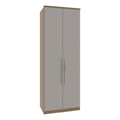 Guarda Roupa Modulado 02 Portas com Colmeia 245cm Altura Setiba - Carvalho/Fendi