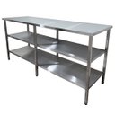 Ver imagem 4 de Mesa de Aço Inox Industrial 150x70x90 cm com 2 Prateleiras Plano Liso Nortinox