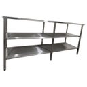 Ver mais imagens de Mesa de Aço Inox Industrial 150x70x90 cm com 2 Prateleiras Plano Liso Nortinox
