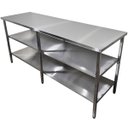 Ver imagem 3 de Mesa de Aço Inox Industrial 150x70x90 cm com 2 Prateleiras Plano Liso Nortinox