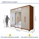 Ver imagem 3 de Guarda-Roupa Casal 6 Portas 6 Gavetas com Espelho e Pés MDF 270cm Suavitá Bege Amêndoa Clean/Off White