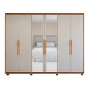 Ver imagem 2 de Guarda-Roupa Casal 6 Portas 6 Gavetas com Espelho e Pés MDF 270cm Suavitá Bege Amêndoa Clean/Off White