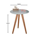 Ver imagem 2 de Mesa de Canto Pés Palito Amadeirado com Tampo Vidro 50cm Off White 60cm