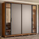 Ver imagem 2 de Guarda Roupa Casal Laredo 4 Portas Flex Nogueira/nude Prime Tx com Vidro Reflecta e Pés - Demartêz