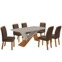 Ver imagem 2 de Mesa de Jantar Yasmin 180cm Tampo Mdf Vidro Canto Copo com 6 Cadeiras Carol
