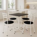 Ver imagem 2 de Mesa de Jantar Quadrada 70cm Branca Tampo Madeira Preto