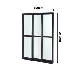 Porta de Alumínio Correr 210x200cm 3 Folhas Vidro Liso Atlântica - 4