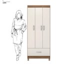 Ver imagem 4 de Guarda Roupa Solteiro 3 Portas e 1 Gaveta Realeza - Amêndola Touch/off White