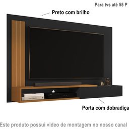Painel Sala Tv até 50 Polegadas Manaus - Cores - Comprar Moveis em Casa: Preto / Nature - 2