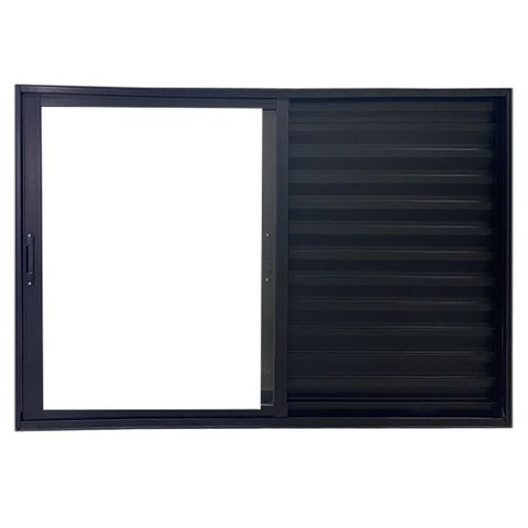 Janela Veneziana 3 Folhas Alumínio Preto Linha 25:120 x 120