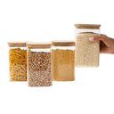 Ver imagem 2 de Kit 4 Potes de Vidro 1,1l Tampa de Bambu Herméticos Quadrado - Tüd