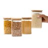 Kit 4 Potes de Vidro 1,1l Tampa de Bambu Herméticos Quadrado - Tüd - 2