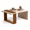 Ver imagem 1 de Mesa de Centro 8020 Retangular MDF Madeira Ripado 80cm Pérola e Nature Jb Móveis