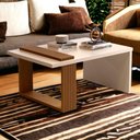 Ver imagem 2 de Mesa de Centro 8020 Retangular MDF Madeira Ripado 80cm Pérola e Nature Jb Móveis