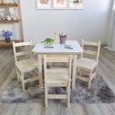Ver imagem 1 de Conjunto Mesa Mesinha Quadrada Infantil Educativa Atividades de Madeira Maciça Resistente 4 Cadeira