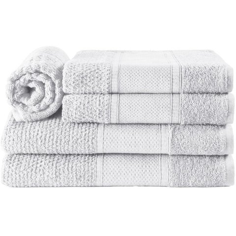 Jogo De Banho Toalhas Livy 100% Algodão Relevo Em Flocos 5 Peças - Branco