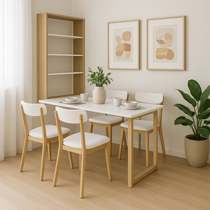 Mesa Retrátil de Parede com Prateleiras – Madeira Maciça e Mdf, Funcional e Compacta