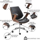 Ver imagem 3 de Kit 2 Cadeiras de Escritório Diretor Giratória Liziê R02 Madeira PU Marrom/Preto - Mpozenato