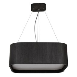 Lustre Pendente Madeira Arredondado Preto 30x30cm - 1