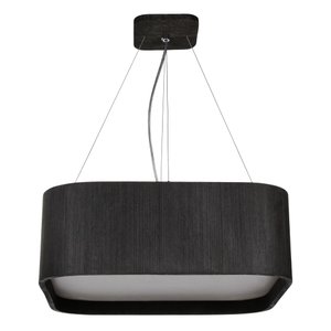 Lustre Pendente Madeira Arredondado Preto 30x30cm