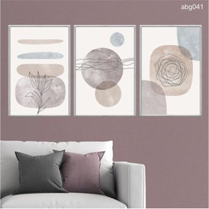 Kit 03 Quadros Decorativos - Arte Abstrata Linhas Minimalista Abg041 - Canvas 40x60cm
