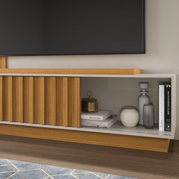 Rack com Painel Guarujá para TV de até 65- Natural/Off White - 4