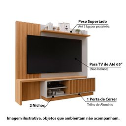 Rack com Painel Guarujá para TV de até 65- Natural/Off White - 3