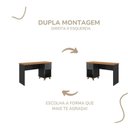 Ver imagem 5 de Conjunto Home Office 2 Peças Escrivaninha Sky e Gaveteiro Day com Gavetas Freijó Preto Artany