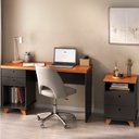 Ver imagem 1 de Conjunto Home Office 2 Peças Escrivaninha Sky e Gaveteiro Day com Gavetas Freijó Preto Artany
