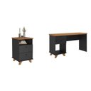 Ver imagem 2 de Conjunto Home Office 2 Peças Escrivaninha Sky e Gaveteiro Day com Gavetas Freijó Preto Artany