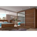 Ver imagem 1 de Guarda Roupa 2 Portas de Correr e 4 Gavetas c/ 1 Espelho Verona Plus Peroba/Off White/Peroba -