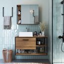 Ver imagem 1 de Gabinete Suspenso para Banheiro 80cm com Espelheira e Cuba 