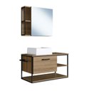 Ver imagem 4 de Gabinete Suspenso para Banheiro 80cm com Espelheira e Cuba Marrom/Preto/Mel