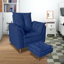 Ver imagem 1 de Poltrona Confortável para Amamentação com Puff Fibras Macias Azul Marinho