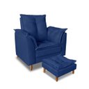Ver imagem 2 de Poltrona Confortável para Amamentação com Puff Fibras Macias Azul Marinho